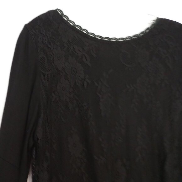 Altar'd State Black Lace Overlay Bell Sleeved Tunic Blouse - Picture 9 of 10